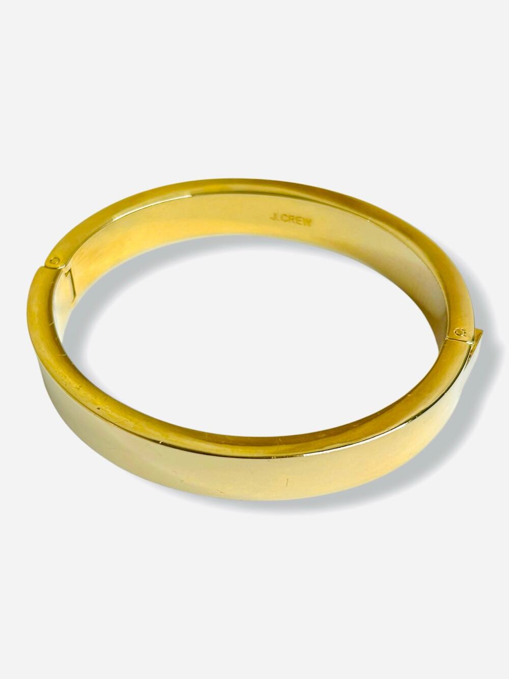 J.Crew Signed Gold Tone Hinged Statement Bangle Bracelet